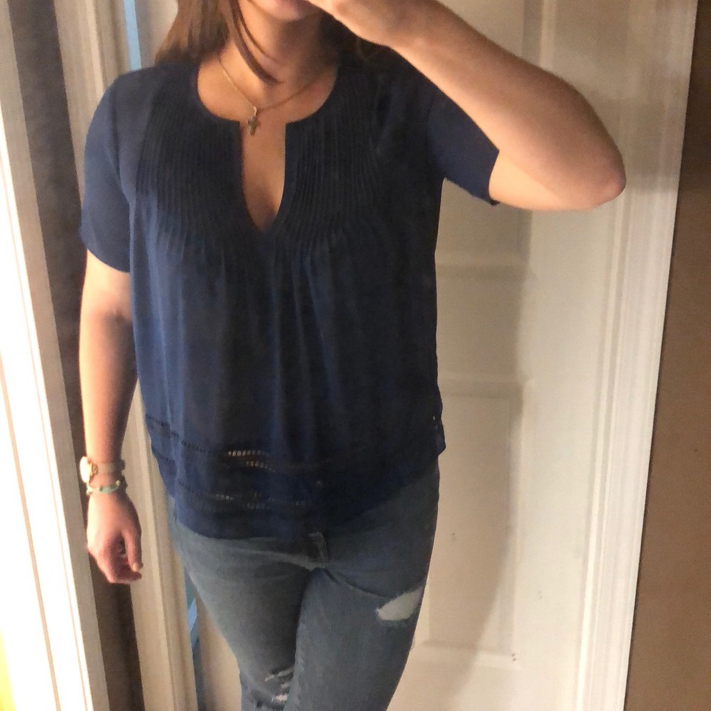 Michael Kors sheer blue top